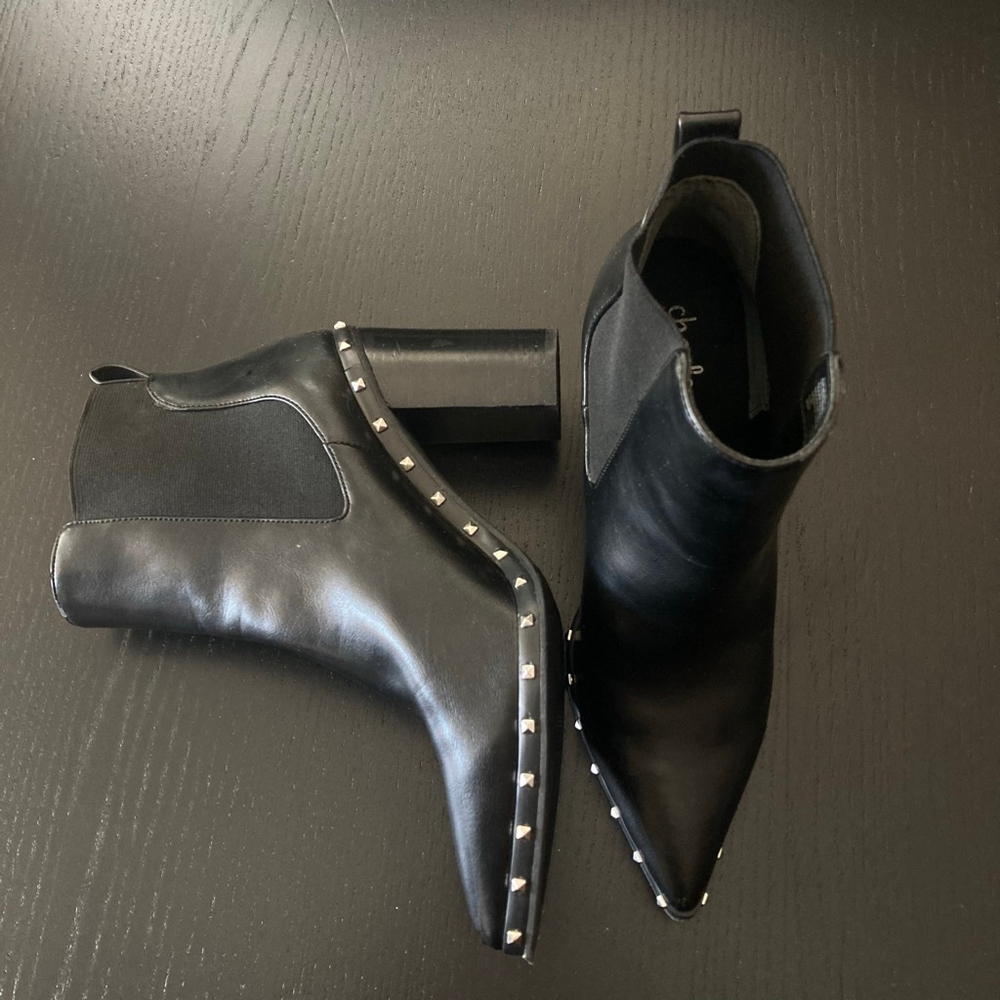 Women's Charles by Charles David Black Silver Studded Ankle Boots Booties US 9